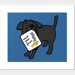 Cute Dog Says Wash Your Paws Posters and Art